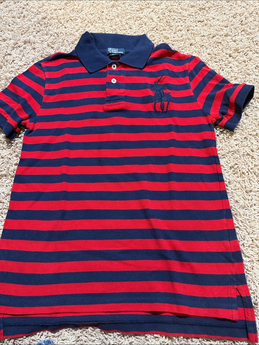Polo by Ralph Lauren Navy & Red Striped Polo Shirt